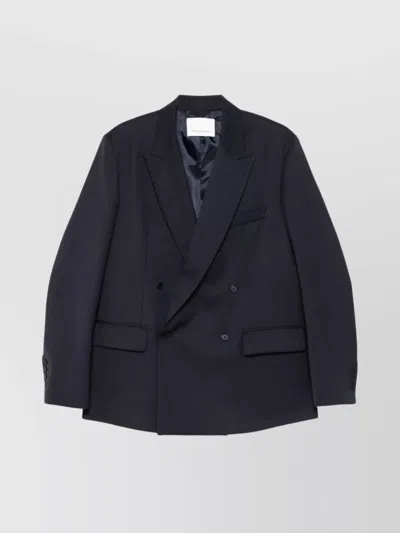 The Frankie Shop Peak Lapels Tailored Blazer In Blue