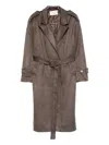 The Frankie Shop Pembroke Belted Double-breasted Trench Coat In Brown