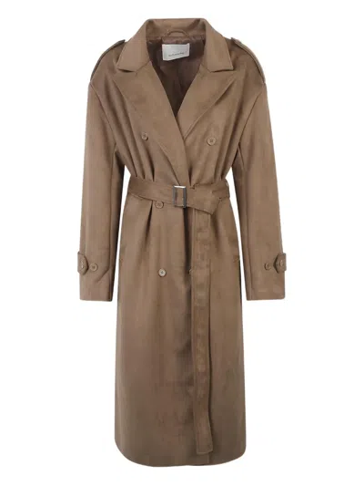 The Frankie Shop Pembroke Belted Trench Coat In Brown