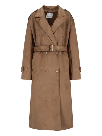 The Frankie Shop 'pembroke' Double-breasted Trench Coat In Brown