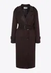 The Frankie Shop Pembroke Faux Suede Trench Coat In Brown