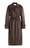 The Frankie Shop Pembroke Faux Suede Trench Coat In Brown