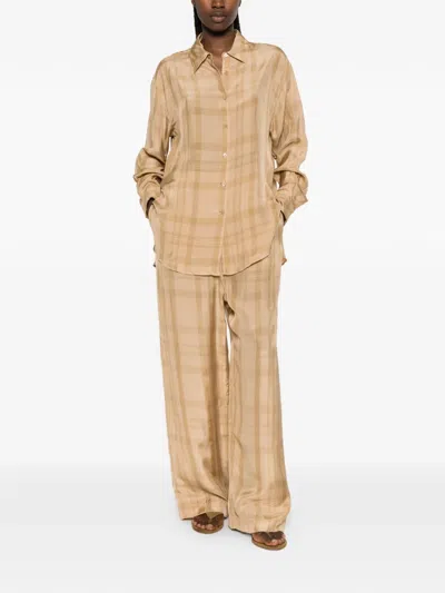 The Frankie Shop Peri Check-pattern Shirt In Brown