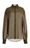 The Frankie Shop Peri Georgette Shirt In Green