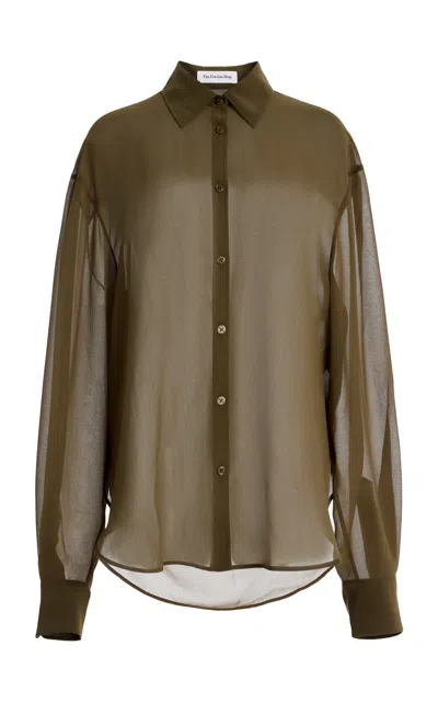 The Frankie Shop Peri Georgette Shirt In Green