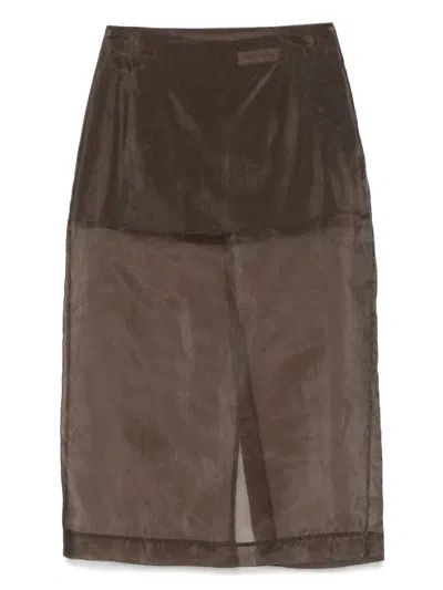 The Frankie Shop Peri Midi Skirt In Brown