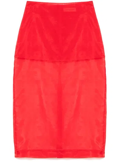 The Frankie Shop Peri Silk-blend Organza Midi Skirt In Red