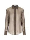 The Frankie Shop 'peri' Semi-transparent Shirt In Brown