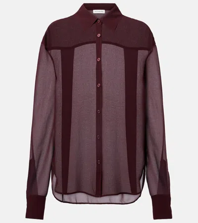 The Frankie Shop Peri Sheer Georgette Shirt In Burgundy