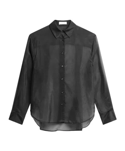 The Frankie Shop Peri Sheer Shirt In Black