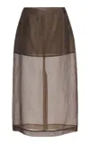 The Frankie Shop Peri Sheer Silk-blend Midi Skirt In Brown