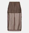 The Frankie Shop Peri Sheer Silk-blend Midi Skirt In Brown