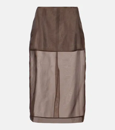 THE FRANKIE SHOP PERI SHEER SILK-BLEND MIDI SKIRT