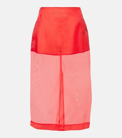 The Frankie Shop Midirock Peri Aus Einem Seidengemisch In Rot