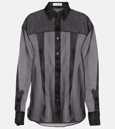 The Frankie Shop Peri Sheer Silk-blend Shirt In Black
