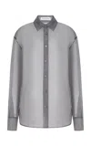 The Frankie Shop Peri Sheer Silk-blend Shirt In Grey