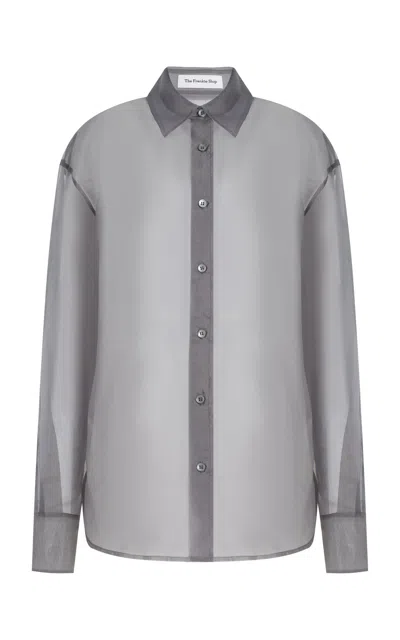 The Frankie Shop Peri Sheer Silk-blend Shirt In Grey