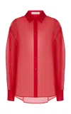 The Frankie Shop Peri Sheer Silk-blend Shirt In Red