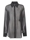 The Frankie Shop Peri Sheer Tie-neck Shirt In Black