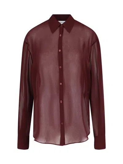 The Frankie Shop Peri Georgette Shirt In Red
