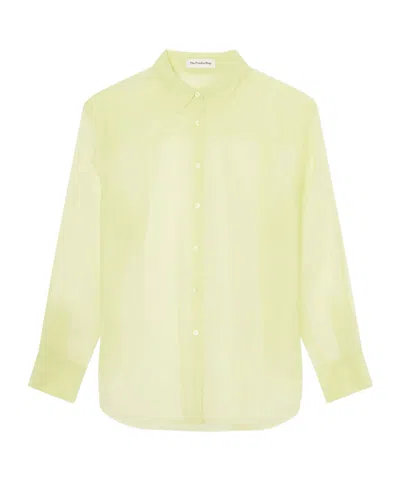 The Frankie Shop Peri Sheer Silk-blend Shirt In Yellow