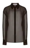 The Frankie Shop Peri Silk-blend Chiffon Shirt In Brown