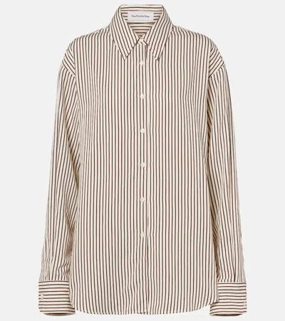 The Frankie Shop Peri Striped Satin Shirt In Multi