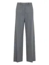 The Frankie Shop Striped Wide Leg Trousers With Belt Loops In Gray