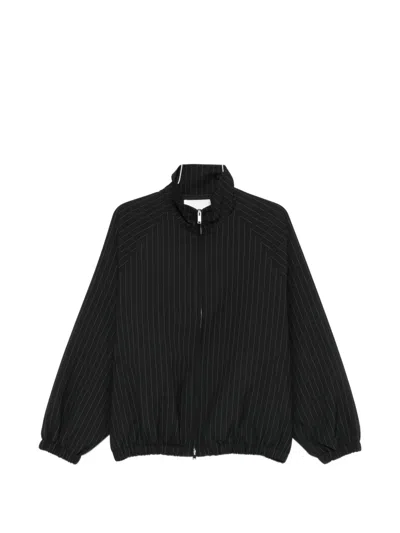 The Frankie Shop Baxter Oversized Pinstripe Blouson Jacket In Black