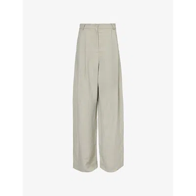 The Frankie Shop Womens Sage Piper Pleated-front Wide-leg High-rise Twill Trousers
