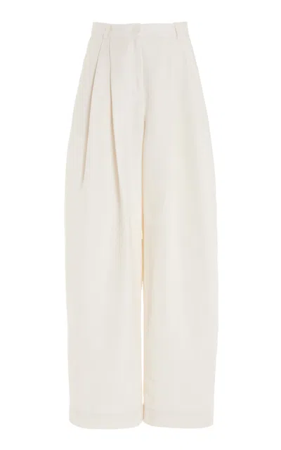The Frankie Shop Piper Pleated Wide-leg Trousers In Neutral