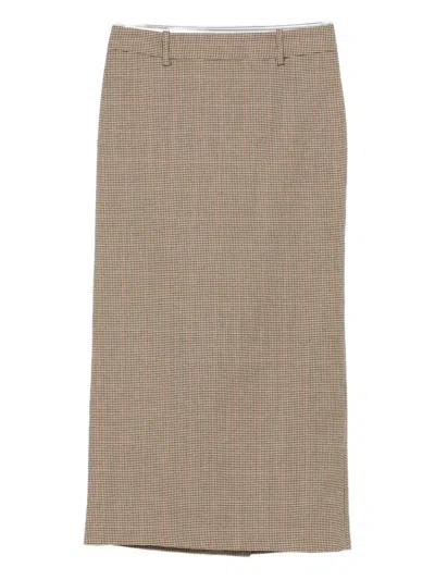 The Frankie Shop Plaid-pattern Midi Skirt In Neutral