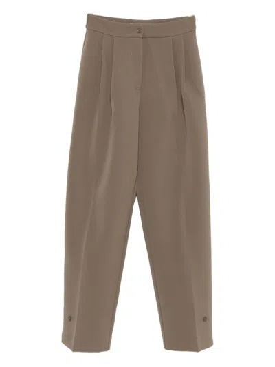 The Frankie Shop Pleated Buttoned Trousers In Brown