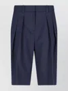 The Frankie Shop Pleated Straight Shorts Back Pocket In Blue