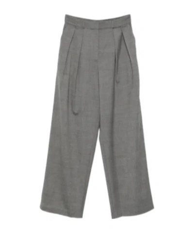 The Frankie Shop Pleated Straight Trousers In Gray