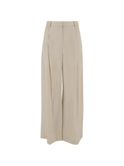 The Frankie Shop Marfa Fluid Twill Pleated Trousers In Brown