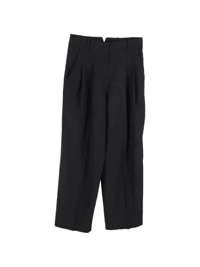 Pre-owned The Frankie Shop Pleated Wide Leg Trousers In Black