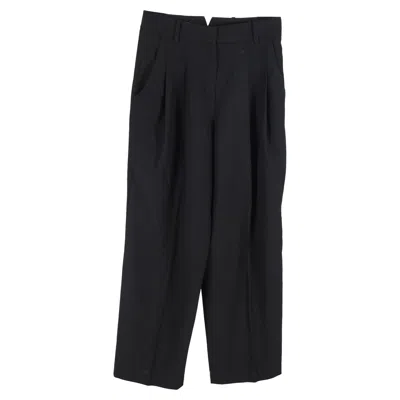 The Frankie Shop Pleated Wide Leg Trousers In Black Polyester