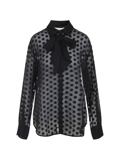 The Frankie Shop Polka Dot Collared Shirt In Black