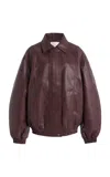 The Frankie Shop Prescott Faux Leather Jacket In Burgundy
