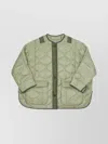 The Frankie Shop Quilted Teddy Jacket Featuring Contrasting Trims In Green