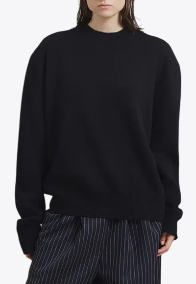 The Frankie Shop Rafaela Padded Knit Oversized Sweater In Black