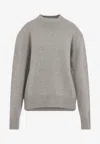 The Frankie Shop Relaxed Fit Crew Neck Sweater In Luxurious Wool-cashmere Blend In Brown
