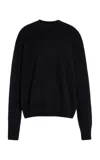 The Frankie Shop Rafaela Padded Merino Wool-cashmere Sweater In Navy