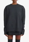 The Frankie Shop Rafaela Padded Merino Wool-cashmere Sweater In Gray