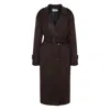 The Frankie Shop Double-breasted Long Coat With Belted Waist In Brown