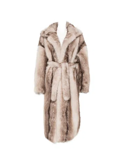 The Frankie Shop Ravello Faux Fur Long Coat In Brown