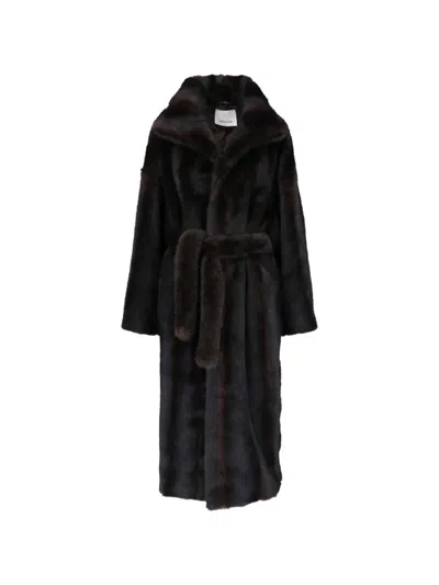 The Frankie Shop Ravello Faux-fur Robe Coat In Brown
