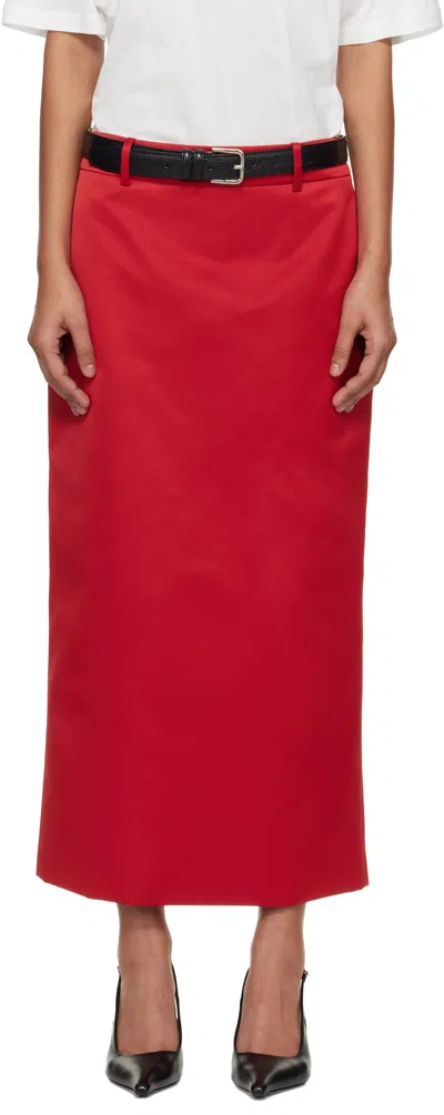 The Frankie Shop Alrose Satin Midi Skirt In Red