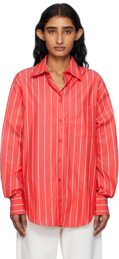 The Frankie Shop Lui Striped Cotton-poplin Shirt In Red